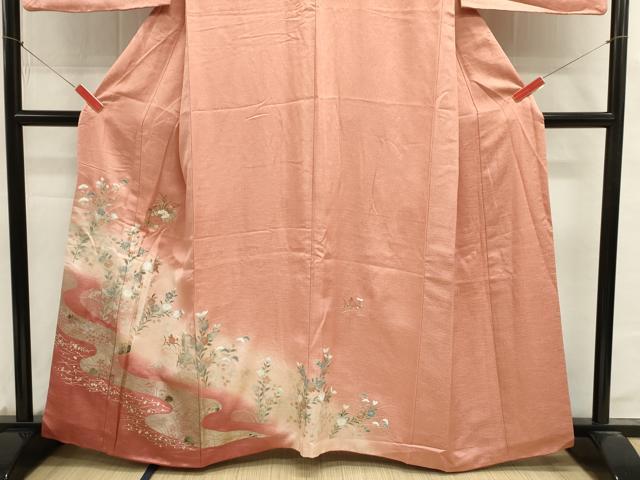 平和屋着物■中国三大刺繍　スワトウ刺繍　汕頭刺繍　訪問着　草花文　暈し染め　銀彩　鈴乃屋扱い　正絹　逸品　DABI0870cd