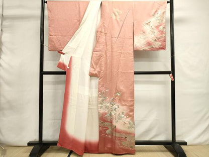 平和屋着物■中国三大刺繍　スワトウ刺繍　汕頭刺繍　訪問着　草花文　暈し染め　銀彩　鈴乃屋扱い　正絹　逸品　DABI0870cd