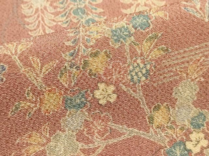 平和屋着物■上質な小紋　流水花文　鬼しぼ縮緬　正絹　逸品　DABI0871cd