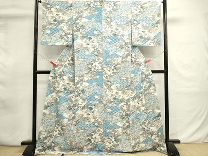 平和屋着物■上質な小紋　吉祥地紙花文　金彩　正絹　逸品　DABI0874cd