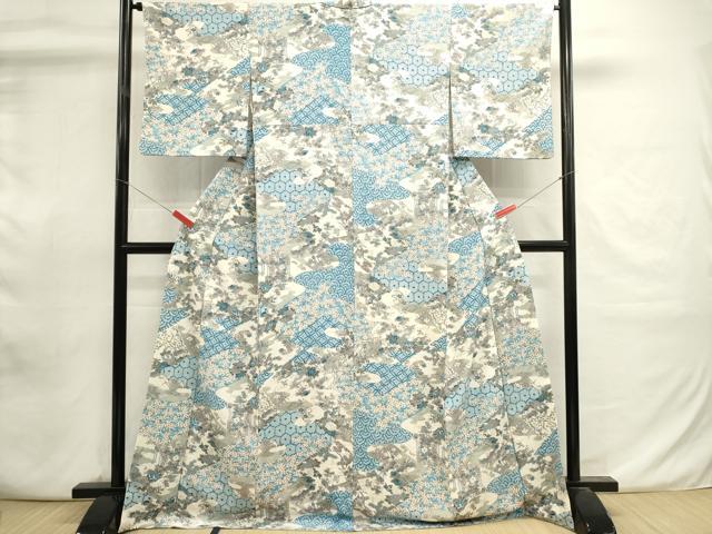 平和屋着物■上質な小紋　吉祥地紙花文　金彩　正絹　逸品　DABI0874cd