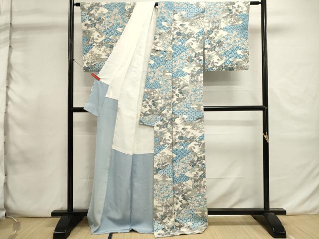 平和屋着物■上質な小紋　吉祥地紙花文　金彩　正絹　逸品　DABI0874cd