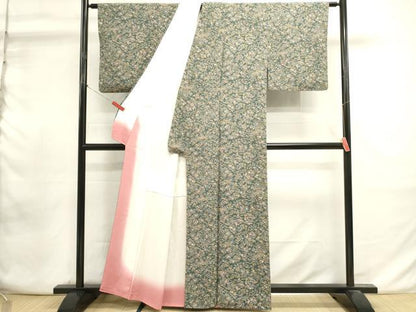 平和屋着物■上質な小紋　流水籬花文　正絹　逸品　DABI0877cd