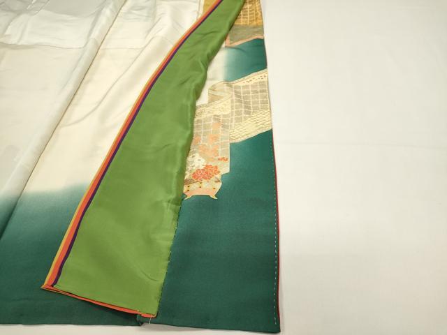 平和屋着物■色留訪問着　幾久重袖　御所車花文　暈し染め　金彩　十二単風　正絹　逸品　DABI0879cd
