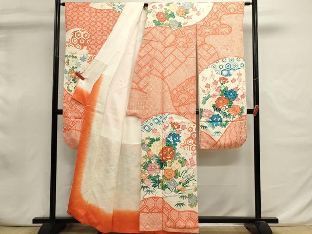 平和屋着物■豪華振袖　駒刺繍　絞り　吉祥草花文　金彩　正絹　逸品　DABI0886cd