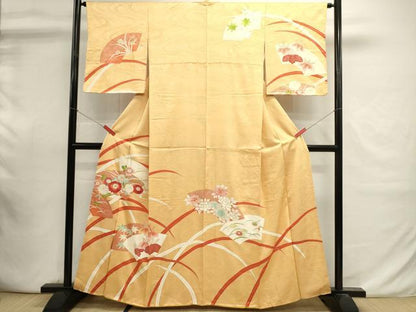 平和屋着物■訪問着　駒刺繍　地紙花文　金銀彩　正絹　逸品　DABI0889cd