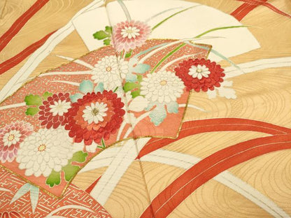 平和屋着物■訪問着　駒刺繍　地紙花文　金銀彩　正絹　逸品　DABI0889cd
