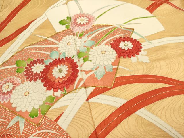 平和屋着物■訪問着　駒刺繍　地紙花文　金銀彩　正絹　逸品　DABI0889cd