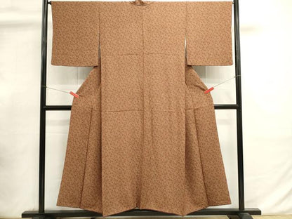 平和屋着物■上質な小紋　型染め　草花文　正絹　逸品　DABI0890cd