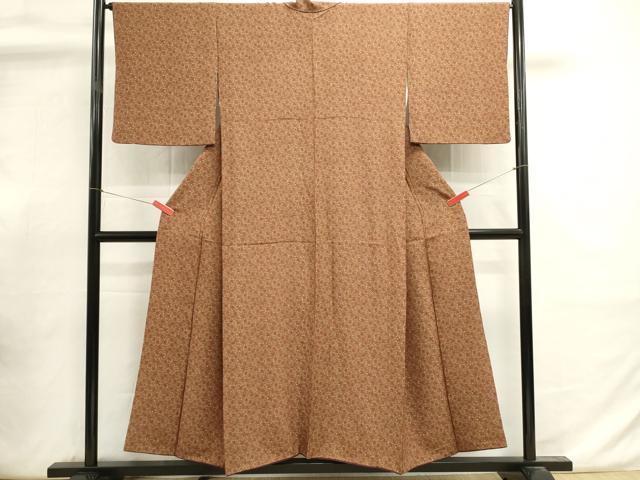 平和屋着物■上質な小紋　型染め　草花文　正絹　逸品　DABI0890cd