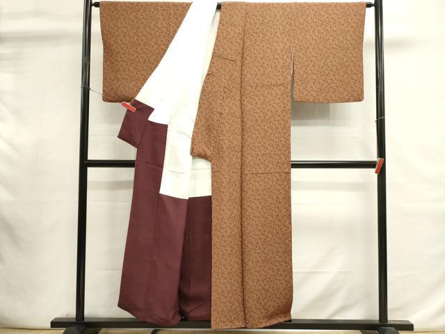 平和屋着物■上質な小紋　型染め　草花文　正絹　逸品　DABI0890cd