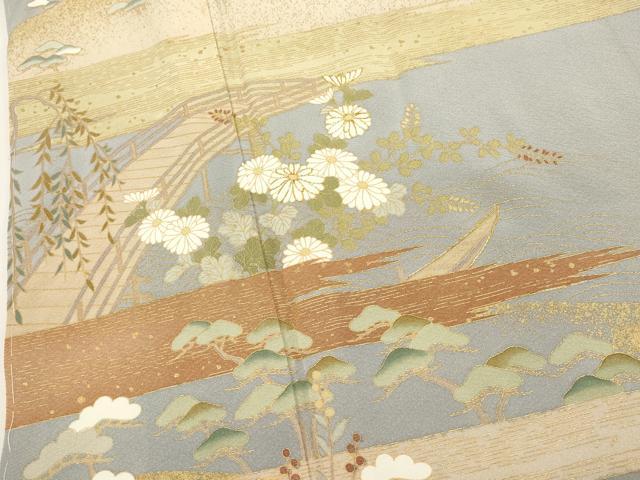 平和屋着物■豪華色留袖　駒刺繍　小舟花文　暈し染め　金彩　正絹　逸品　DABI0896cd