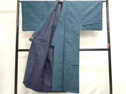 平和屋着物■男性　紬地　アンサンブル　紺瑠璃色　正絹　逸品　DABI0899cd
