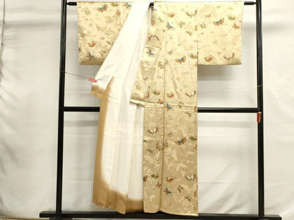 平和屋着物■上質な小紋　花蝶文　金彩　正絹　逸品　DABI0901cd
