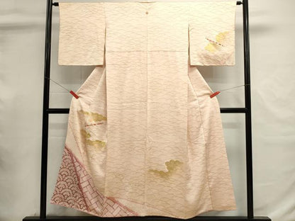 平和屋着物■訪問着　絞り　刺繍　雲取り横笛文　金彩　正絹　逸品　DABI0905cd