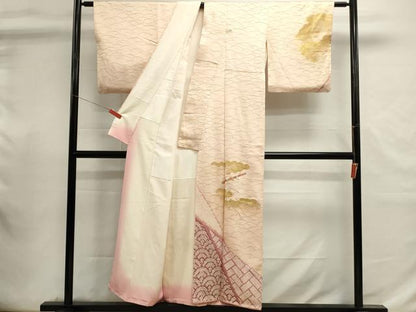平和屋着物■訪問着　絞り　刺繍　雲取り横笛文　金彩　正絹　逸品　DABI0905cd