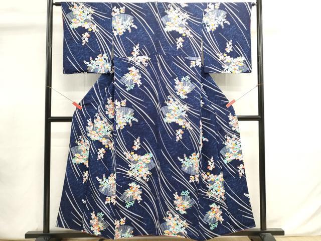 平和屋着物■上質な小紋　絞り　扇面花文　金彩　正絹　逸品　DABI0906cd
