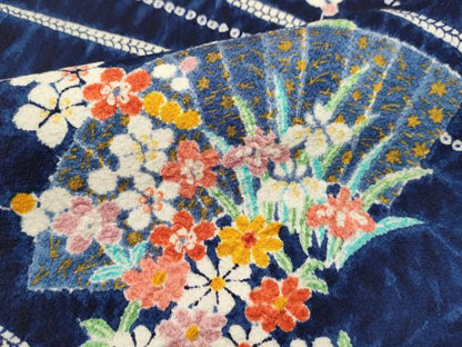 平和屋着物■上質な小紋　絞り　扇面花文　金彩　正絹　逸品　DABI0906cd