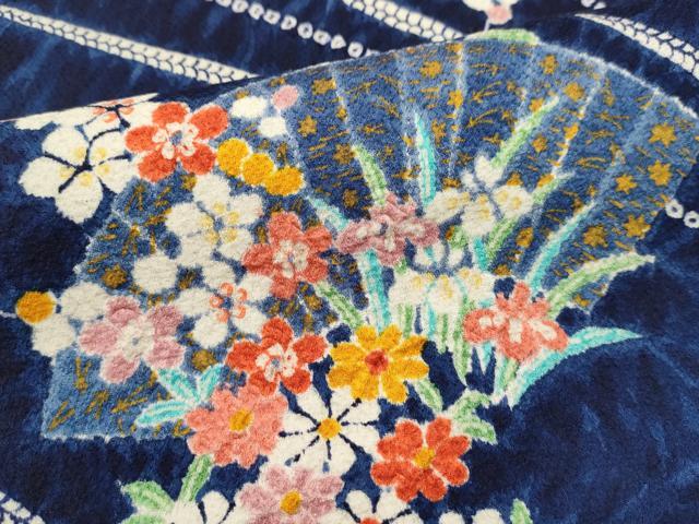 平和屋着物■上質な小紋　絞り　扇面花文　金彩　正絹　逸品　DABI0906cd