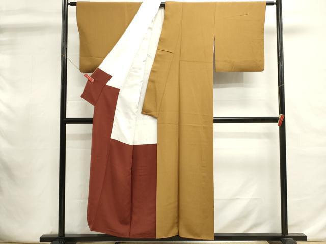 平和屋着物■上質な色無地　黄土色　正絹　逸品　DABI0910cd