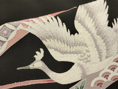 平和屋着物■中国三大刺繍　相良刺繍　黒留袖　鳳凰花文　鬘帯　金彩　正絹　逸品　DABI0913cd