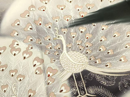 平和屋着物■豪華黒留袖　駒刺繍　孔雀文　暈し染め　金彩　正絹　逸品　DABI0915cd
