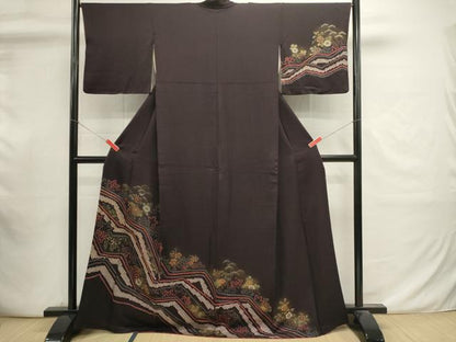 平和屋着物■訪問着　絞り　草花文　暈し染め　金彩　正絹　逸品　DABI0917cd