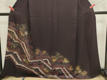 平和屋着物■訪問着　絞り　草花文　暈し染め　金彩　正絹　逸品　DABI0917cd