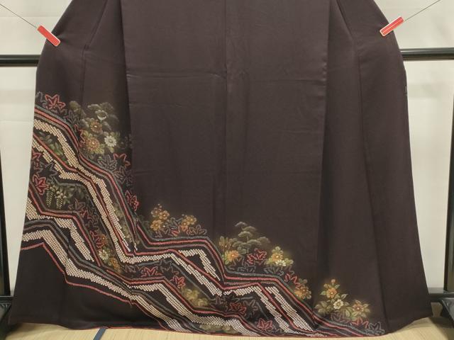 平和屋着物■訪問着　絞り　草花文　暈し染め　金彩　正絹　逸品　DABI0917cd