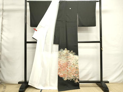 平和屋着物■豪華黒留袖　作家物　風景文　暈し染め　金通し地　正絹　逸品　DABI0918cd