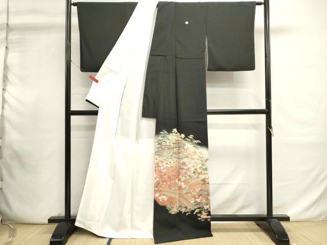 平和屋着物■豪華黒留袖　作家物　風景文　暈し染め　金通し地　正絹　逸品　DABI0918cd