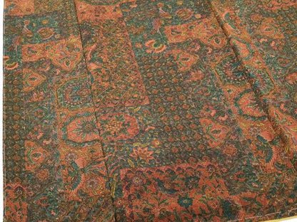 平和屋着物■上質な小紋　更紗花文　鬼しぼ縮緬　正絹　逸品　DABI0926cd