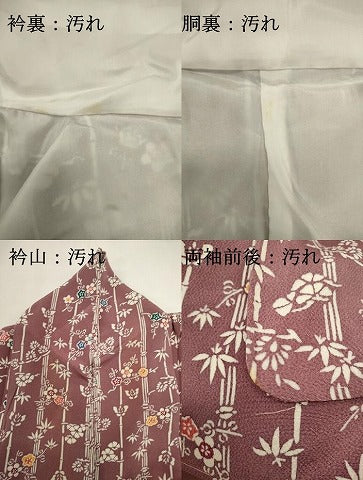 平和屋着物■上質な小紋　型染め　笹竹花鳥文　枝梅　正絹　逸品　DABI0927cd