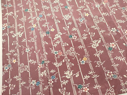 平和屋着物■上質な小紋　型染め　笹竹花鳥文　枝梅　正絹　逸品　DABI0927cd