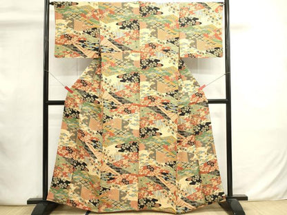 平和屋着物■上質な小紋　吉祥花文　正絹　逸品　DABI0931cd