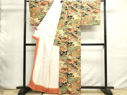平和屋着物■上質な小紋　吉祥花文　正絹　逸品　DABI0931cd