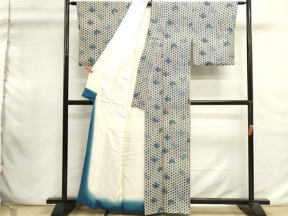 平和屋着物■上質な小紋　麻の葉舞蝶文　正絹　逸品　DABI0939cd