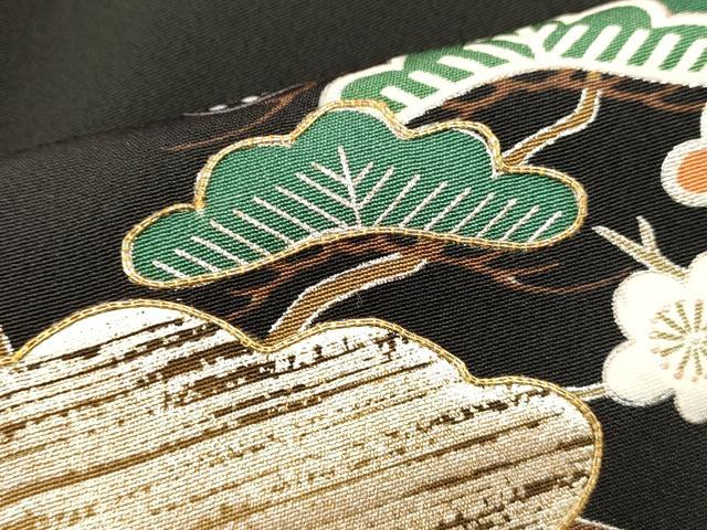 平和屋着物■豪華黒留袖　作家物　駒刺繍　萬壽染　風景花文　松竹梅　金銀彩　正絹　逸品　DABI0942qa