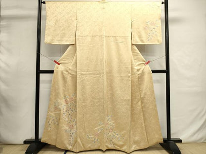 平和屋着物■訪問着　絞り　草花文　金彩　正絹　逸品　DABI0944cd