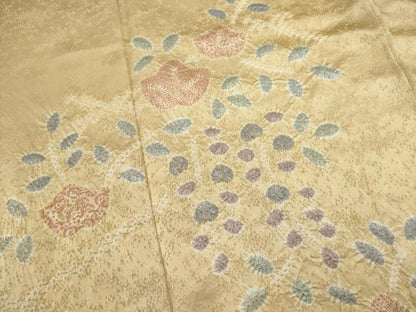 平和屋着物■訪問着　絞り　草花文　金彩　正絹　逸品　DABI0944cd