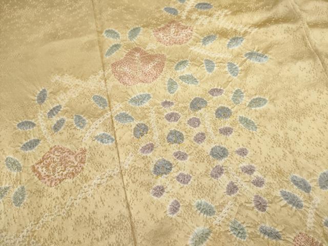 平和屋着物■訪問着　絞り　草花文　金彩　正絹　逸品　DABI0944cd