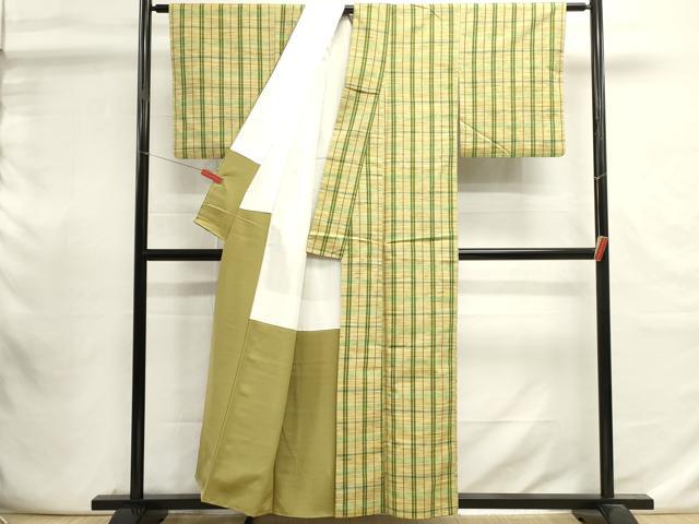 平和屋着物■上質な紬　格子　正絹　逸品　DABI0945cd