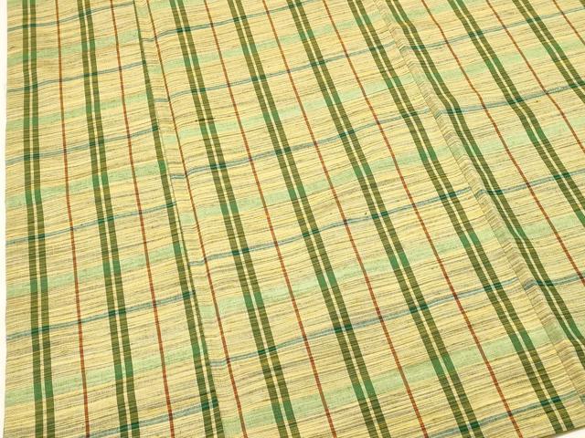平和屋着物■上質な紬　格子　正絹　逸品　DABI0945cd