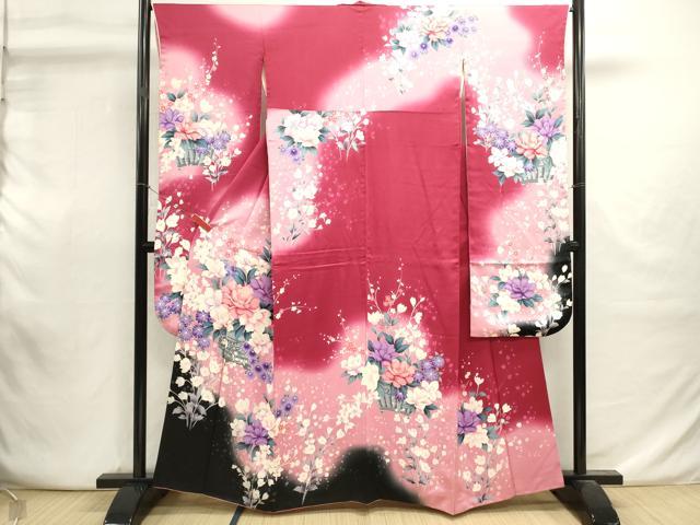 平和屋着物■豪華振袖　器物花文　暈し染め　正絹　逸品　DABI0947cd