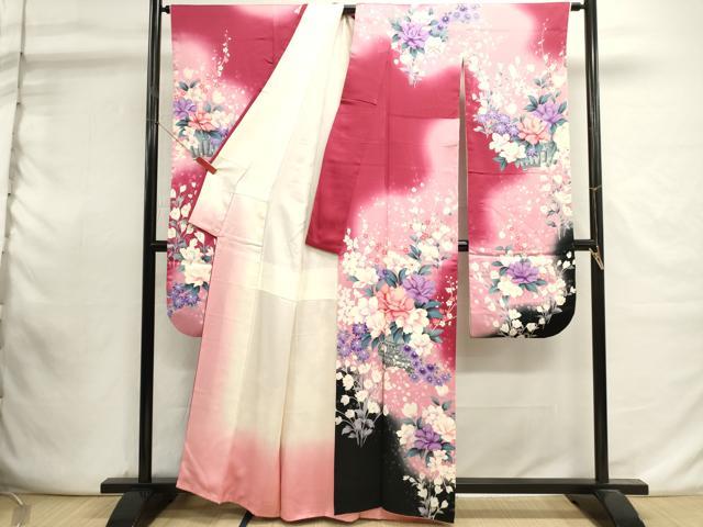 平和屋着物■豪華振袖　器物花文　暈し染め　正絹　逸品　DABI0947cd