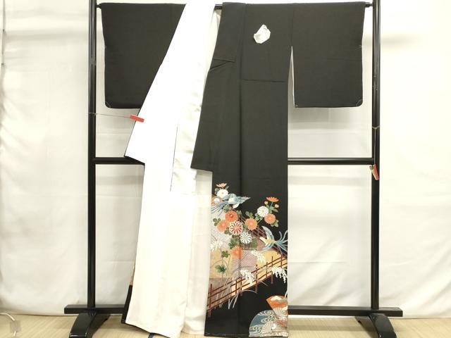 平和屋着物■豪華黒留袖　刺繍　萬壽染　鳳凰花文　金銀彩　正絹　逸品　DABI0949cd