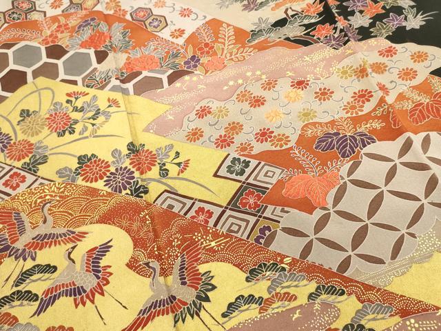 平和屋着物■豪華黒留袖　刺繍　吉祥花鳥文　金彩　正絹　逸品　DABI0952cd