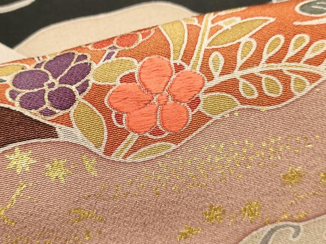 平和屋着物■豪華黒留袖　刺繍　吉祥花鳥文　金彩　正絹　逸品　DABI0952cd