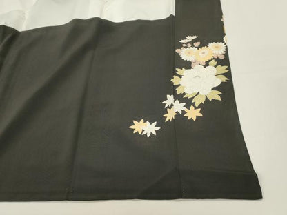 平和屋着物■豪華黒留袖　駒刺繍　御所車花文　金彩　正絹　逸品　DABI0953cd