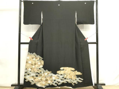 平和屋着物■豪華黒留袖　エ霞菊唐草文　暈し染め　金彩　正絹　逸品　DABI0954cd
